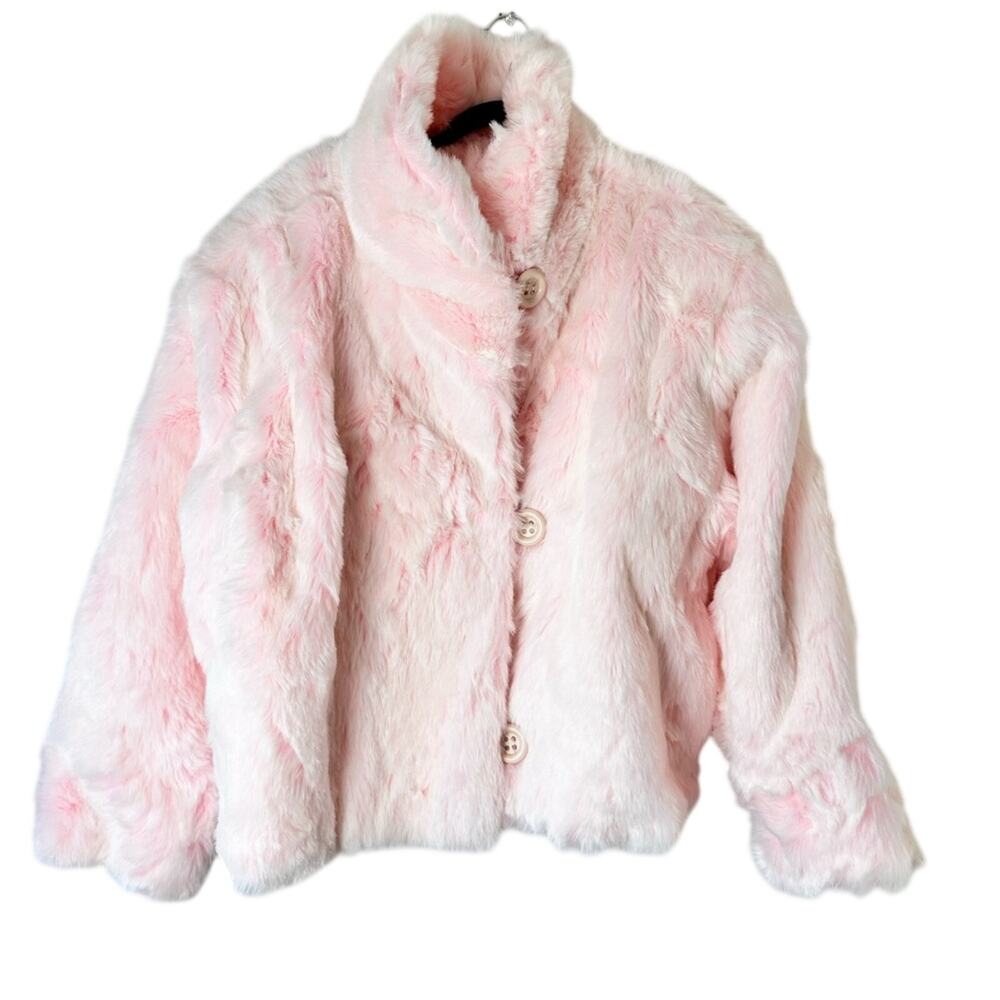 Vintage Faux Fur Pink Fuzzy Heavy Jacket Coat Size Large